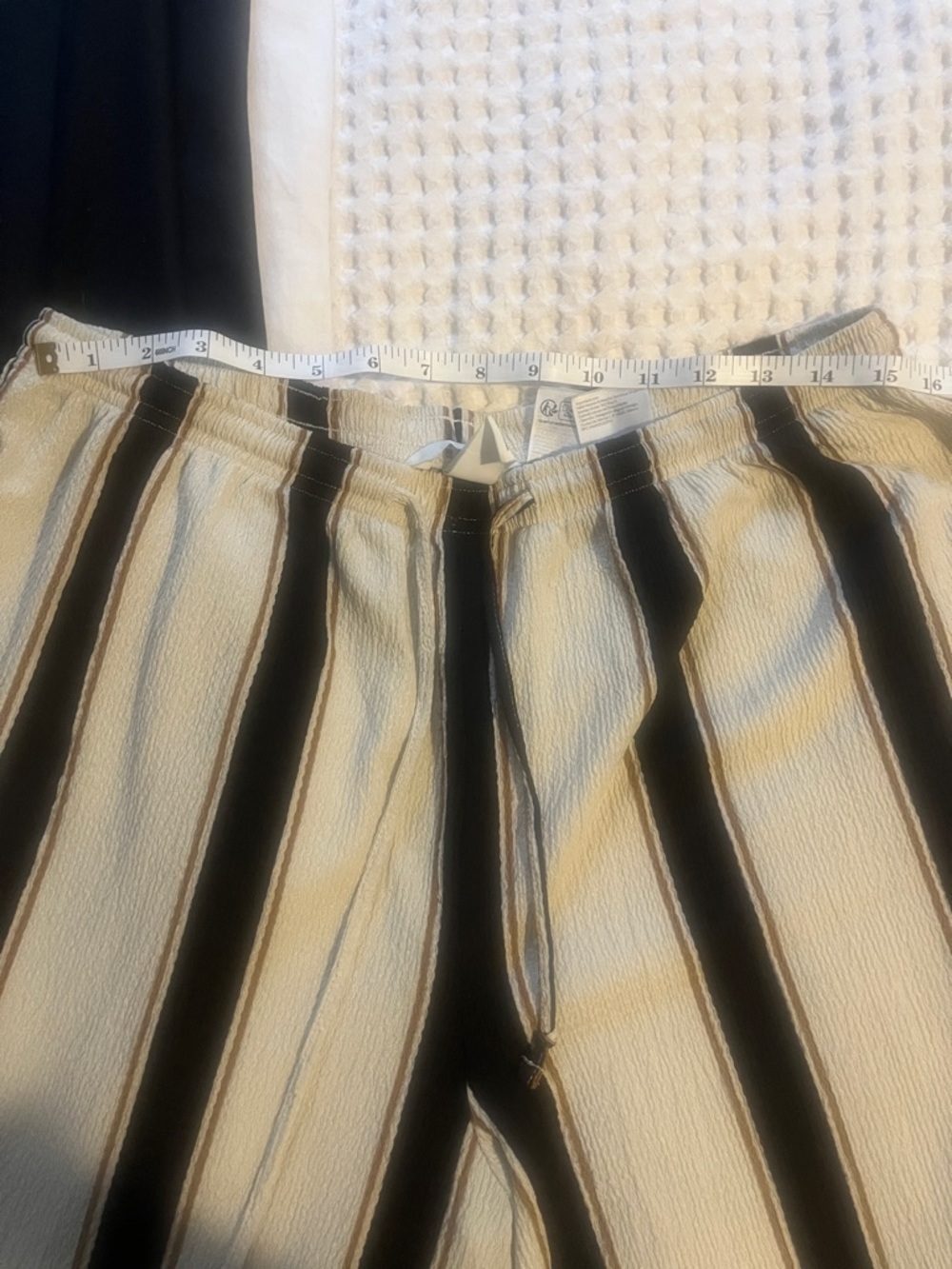 H&M Black and Cream Wide Leg Striped Pants